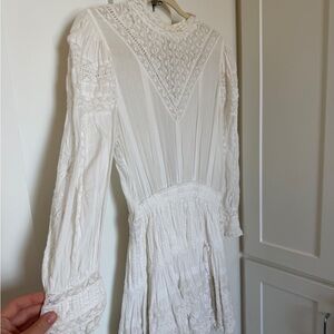 LoveShackFancy White Long Sleeve Dress